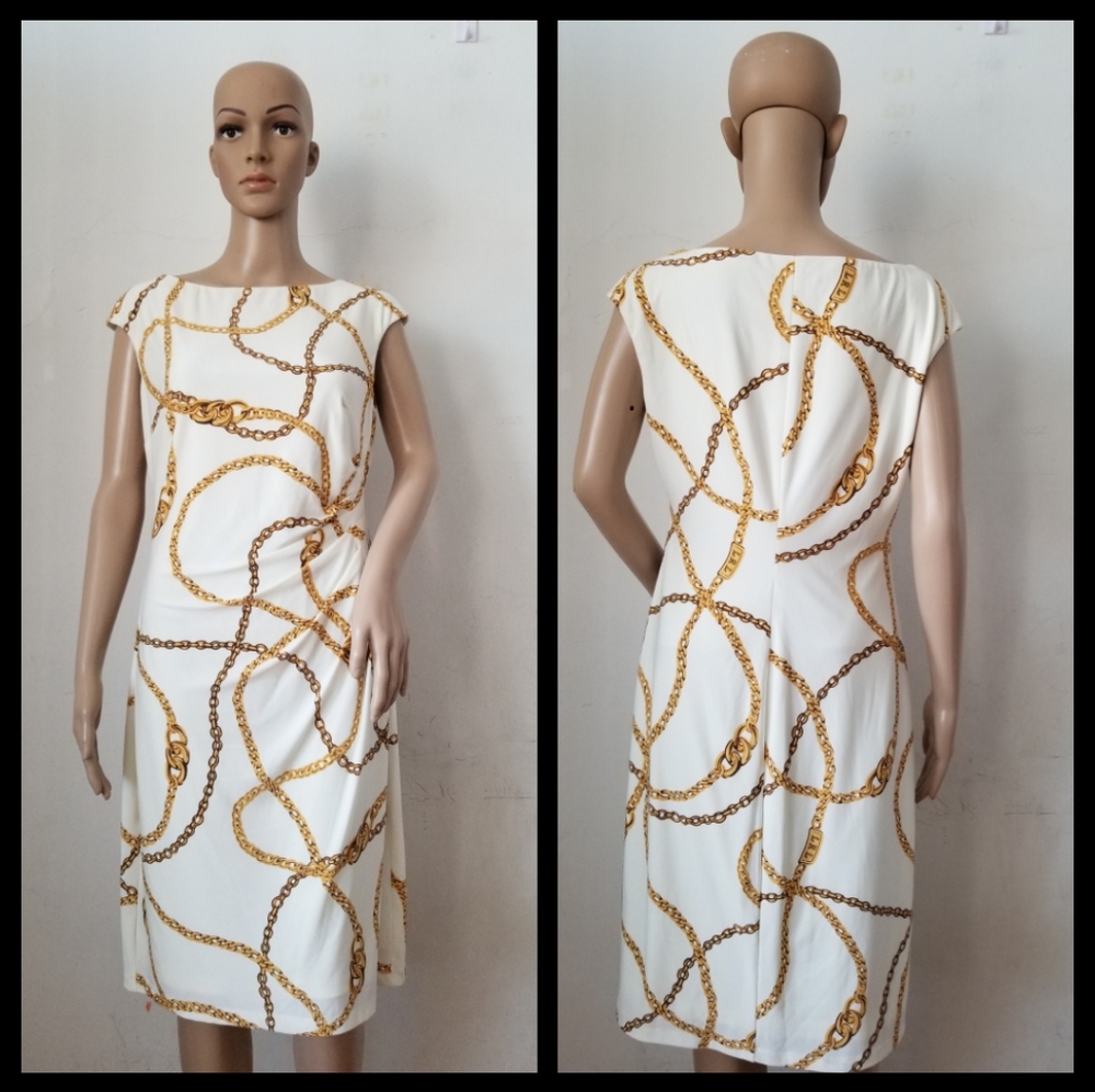 Lauren Ralph Lauren Gold Chain Link Dress,10